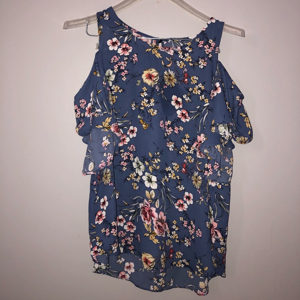 Blue floral blouse